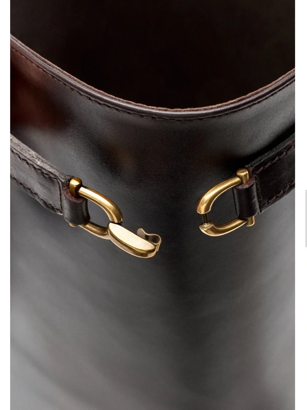 Massimo Dutti Tall Leather Riding Boots - Dark Brown